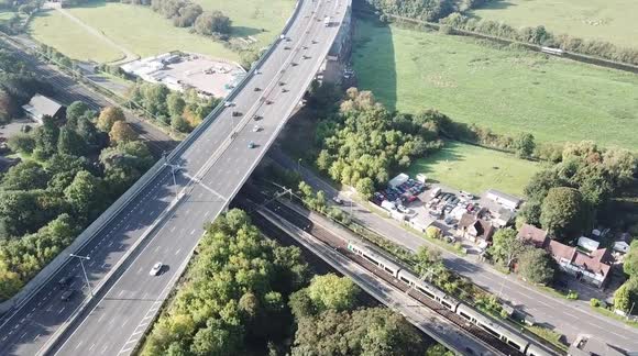 m25, motorway, aerial view,